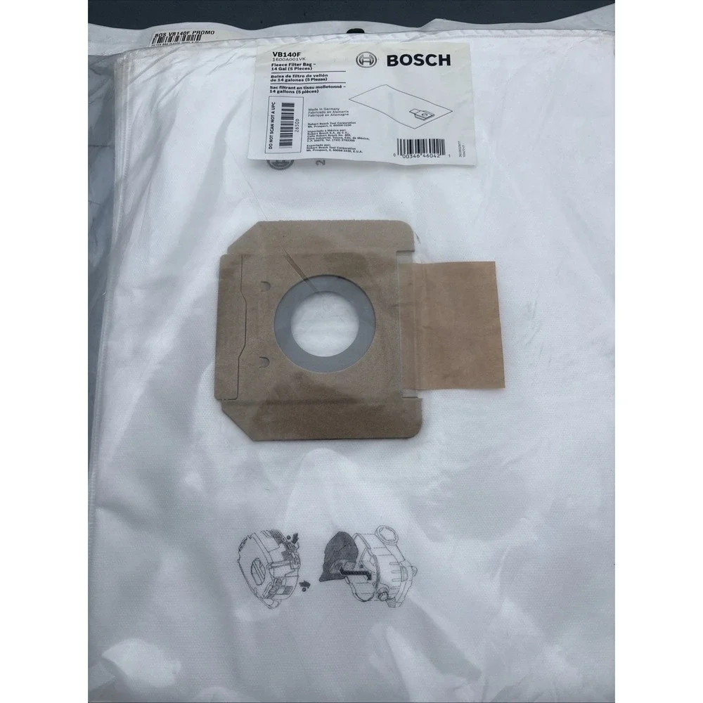 (5 Pack) VB140F Fleece Filter Bags Compatible with Bosch 14-Gallon Dust NOS